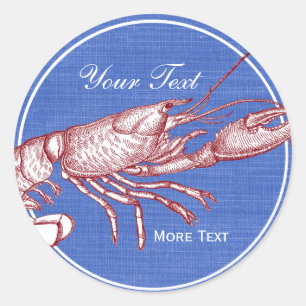 Vintage Nautical Red Lobster Anpassningsbar Beach  Runt Klistermärke