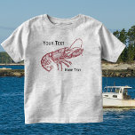 Vintage Nautical Red Lobster Anpassningsbar Beach  Tee Shirt<br><div class="desc">Fira havets och sommarens strand med den här vintagen nautisk hummerdesign. En rustik röd hummerillustration ställs mot en vacker blå faux linen-bakgrund. Lägg till anpassningsbarnas monogram eller text - familj namn, strandhus namn, år eller liknande - eller ta bort text om du vill. Perfekt för de lata sommarkustdagarna vid ditt...</div>