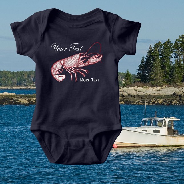 Vintage Nautical Red Lobster Anpassningsbar Beach  Tee Shirt (Skapare uppladdad)