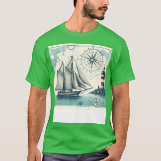 Vintage Nautical Sailboat Karta T Shirt