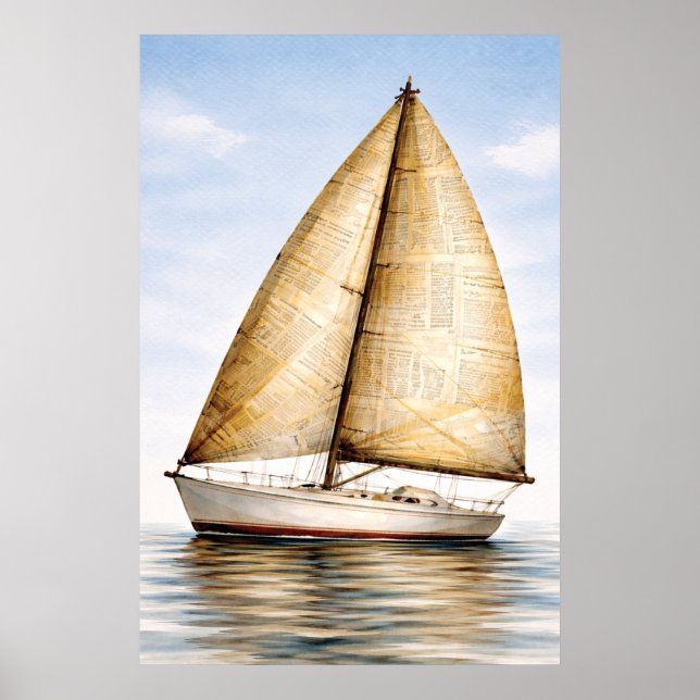 Vintage Nautical Sailboat Poster (Framsidan)