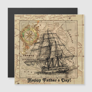 Vintage Nautical Sailing Frakt Navigation Karta