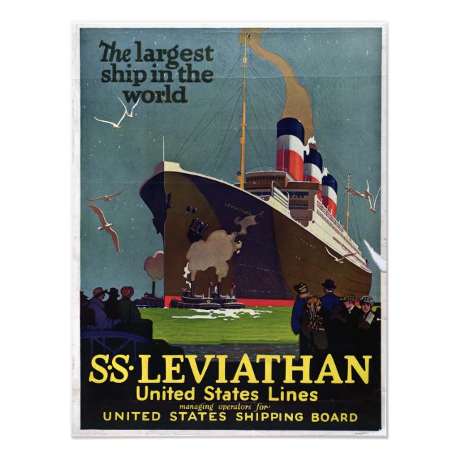 Vintage Nautical SS Leviathan Cruise Travel Fototryck (Framsidan)