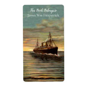 Vintage Nautical Steamship Oceanic Art Bookplate Fraktsedel