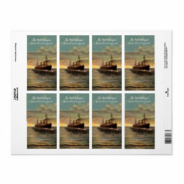 Vintage Nautical Steamship Oceanic Art Bookplate Fraktsedel