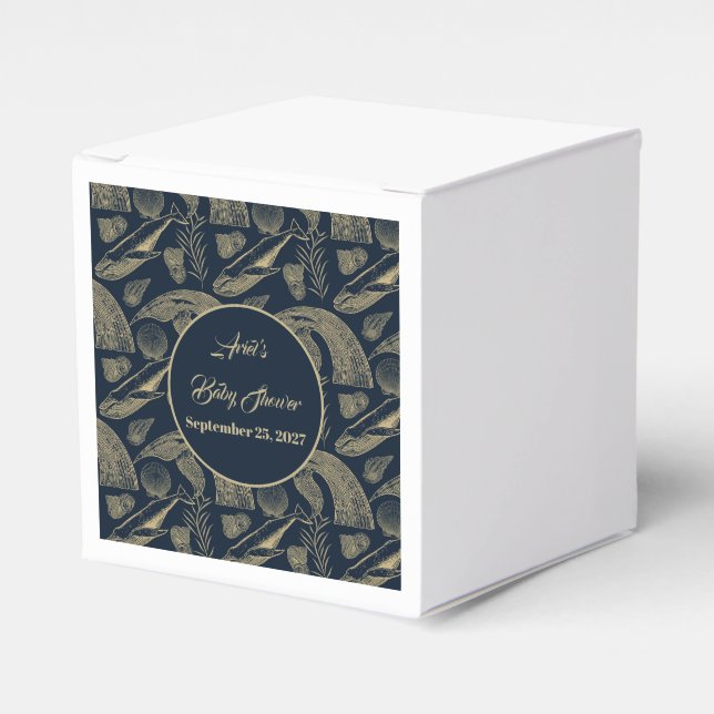 Vintage Nautical Whale Blue Baby Shower Presentaskar (Framsidan Sidan)