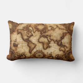 Vintage Nautical World Map Lumbarkudde