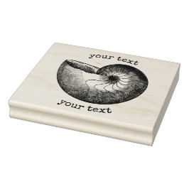 Vintage Nautilus Sea Snäcka Beach Tema med text Stämpel