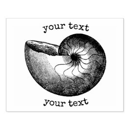 Vintage Nautilus Sea Snäcka Beach Tema med text Stämpel