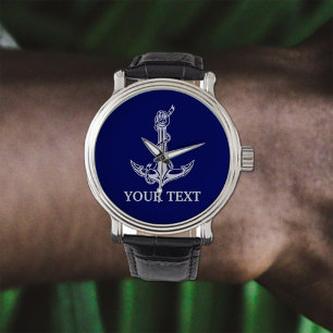 Vintage Nautisk ankare gör om texten här Armbandsur