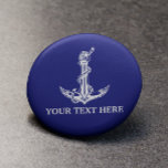 Vintage Nautisk ankare gör om texten här Knapp<br><div class="desc">Vintage Nautical Anchor Rope Boat Namn Design for Boat Älskare.</div>