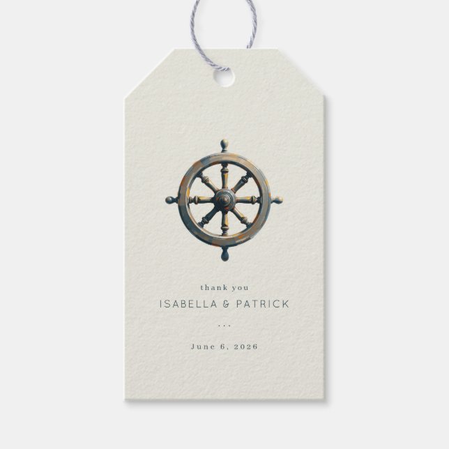 Vintage nautisk fartygsratt presentetikett (Framsidan)