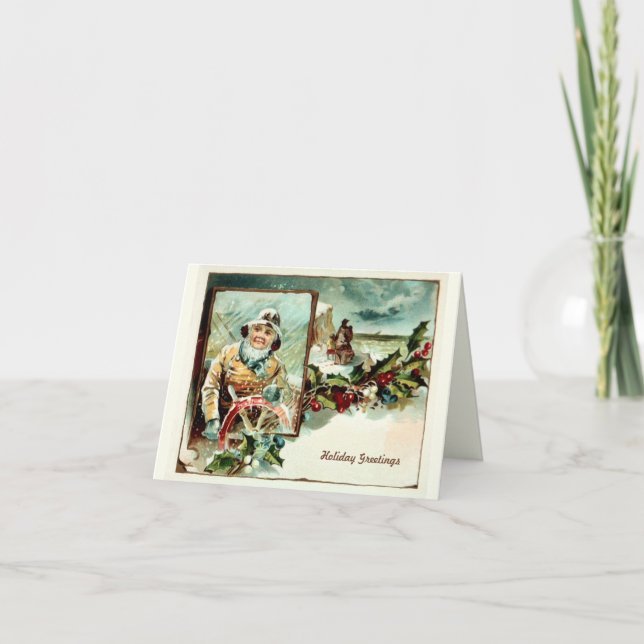 Vintage nautisk helgdag eller julkort helgkort (Framsida)