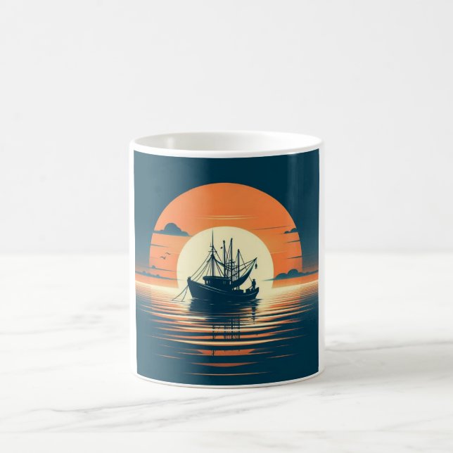 Vintage/Nautisk räka/fiske Kaffemugg (Center)