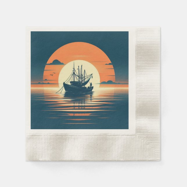 Vintage/Nautisk räka/fiske Pappersservett (Framsidan)