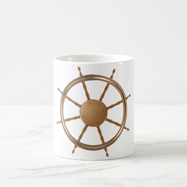 Vintage nautisk skeppshjulskompassdesign kaffemugg (Skapare uppladdad)