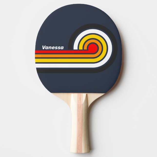 Vintage nautiska hamnkrulliga ränder med namn pingisracket (Framsidan)