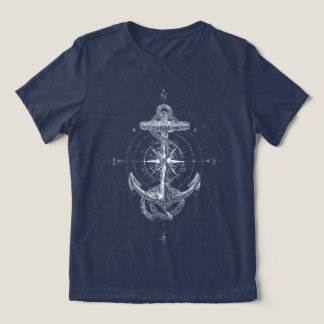 Vintage nautiskt ankare kompassros marin t shirt