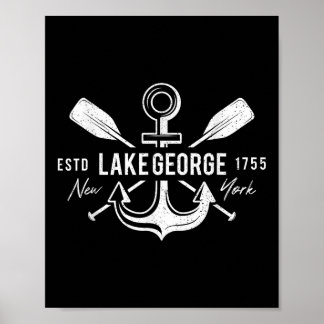 Vintage nautiskt ankare kors åror Lake George Ny Poster