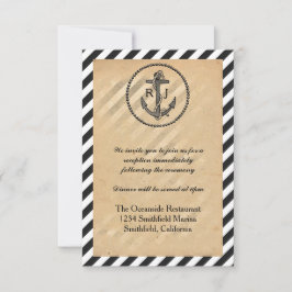 Vintage nautiskt ankare - mottagningsinbjudan inbjudningar