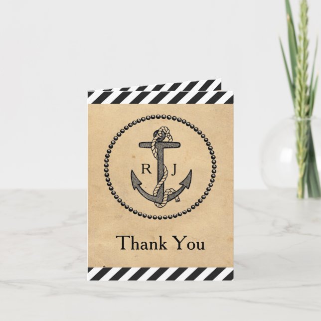 Vintage nautiskt ankare - tackkort (Framsida)