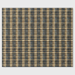 Vintage Navy and Tan Plaid with Rustic Texture Presentpapper