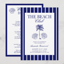 Vintage Navy Beach Club Födelsedagshelg Inbjudningar