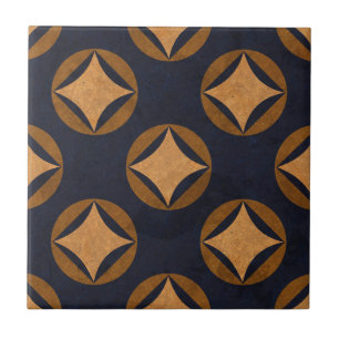 Vintage Navy Blue Guld Abstrakt Geometric Mönster Kakelplatta