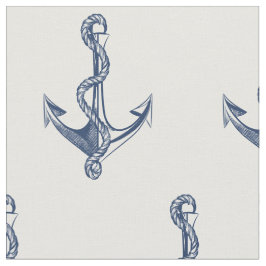 Vintage Navy Blue Nautical Anchor Mönster Tyg