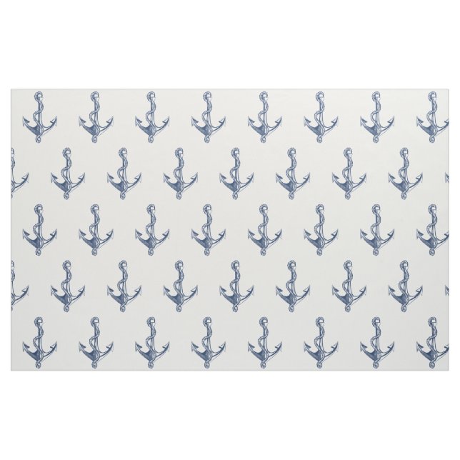Vintage Navy Blue Nautical Anchor Mönster Tyg (Fat Quarter)
