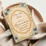 Vintage Navy Coastal Quinceañera Spara Datumet<br><div class="desc">An elegant coastal design featuring navy blue roses, delicate ivory flowers, nautical rope, and classic anchors surrounding an ornate vintage frame. The soft watercolor florals and warm antique parchment background create a timeless seaside aesthetic inspired by maritime gardens and coastal romance. Perfect for a refined ocean-inspired celebration with classic nautical...</div>