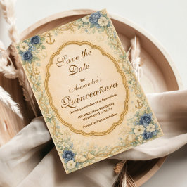 Vintage Navy Coastal Quinceañera Spara Datumet