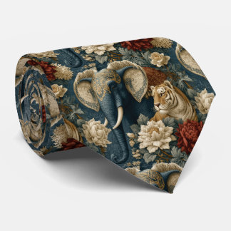Vintage Navy Crimson Chintz Elefant och Tiger Slips