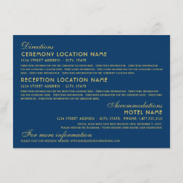 Vintage Navy och Guld Art Deco Bröllop Tilläggskort