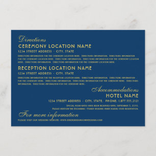 Vintage Navy och Guld Art Deco Bröllop Tilläggskort