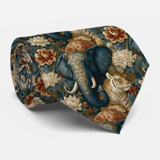 Vintage Navy och Guld Ceremoniell Målning Elefant Slips