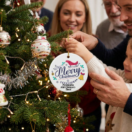 Vintage Navy /Röd GLAD MAMMA Personlig jul Julgransprydnad Keramik