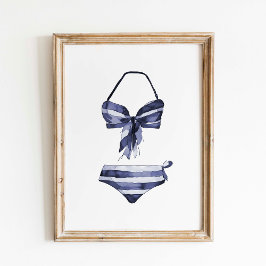 Vintage Navy Stripe Bikini Poster