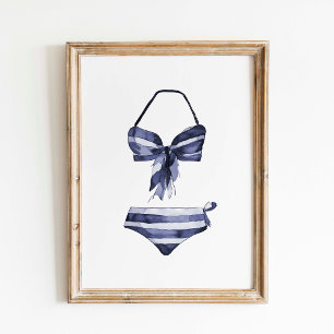Vintage Navy Stripe Bikini Poster