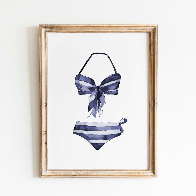 Vintage Navy Stripe Bikini Poster (Skapare uppladdad)