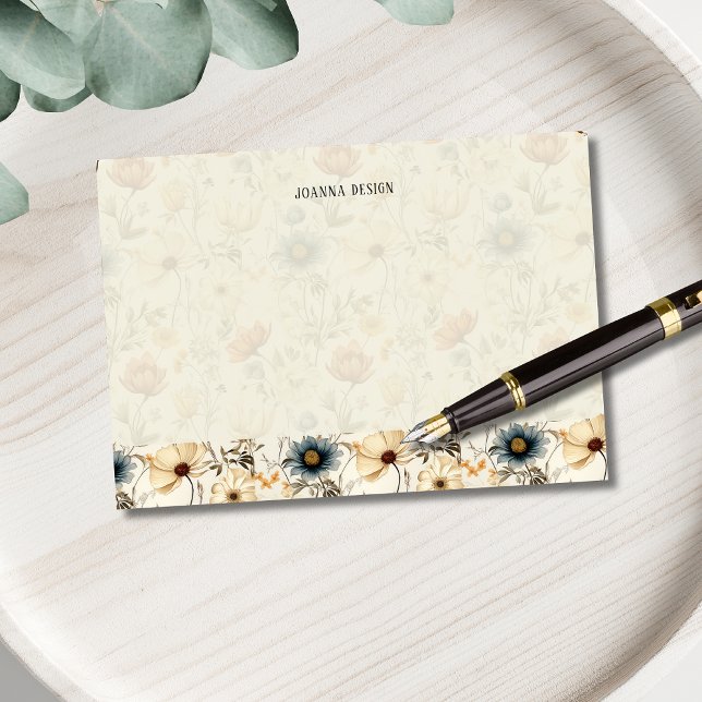 Vintage Navy Terrakotta Vildblomma Personlig Post-it Block (Skapare uppladdad)