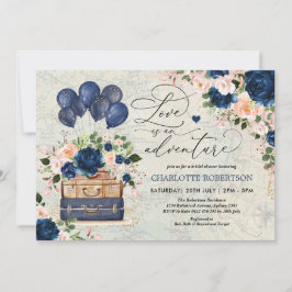 Vintage Navy Travel Möhippa Äventyr Inbjudningar