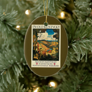 Vintage NC Wyeth-resemål, I Gamla Kentucky Julgransprydnad Keramik