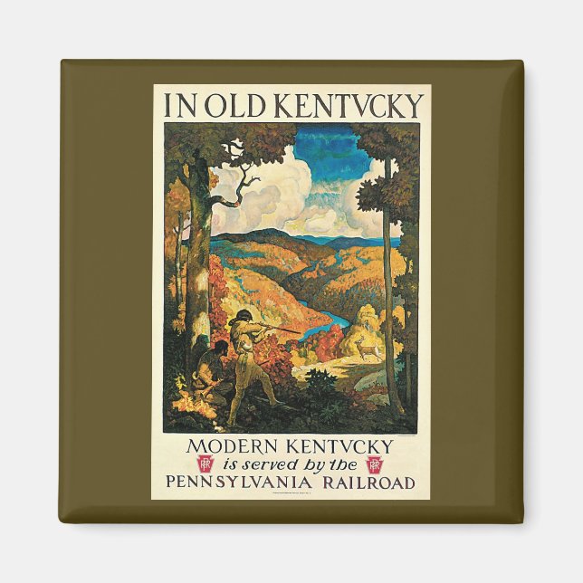 Vintage NC Wyeth-resemaljerat, I Gamla Kentucky Magnet (Framsidan)