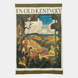 Vintage NC Wyeth-resoreraffisch, I gammaldags Kent Kökshandduk