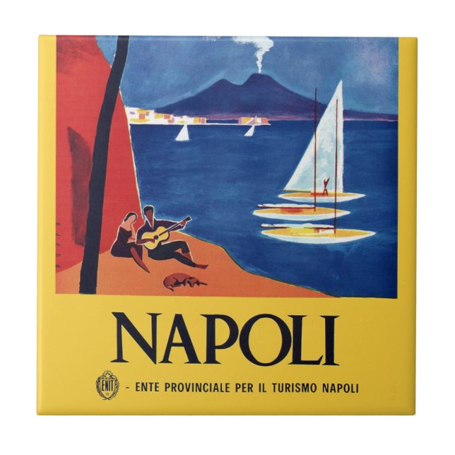 Vintage Neapel Italien Travel Kakelplatta (Framsidan)