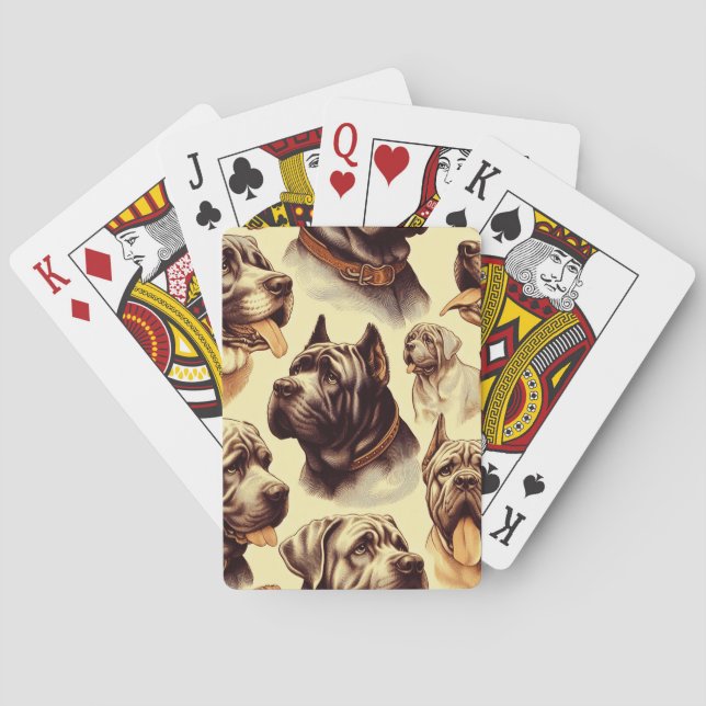 Vintage Neapolitan Mastiff Illustration Casinokort (Baksidan)