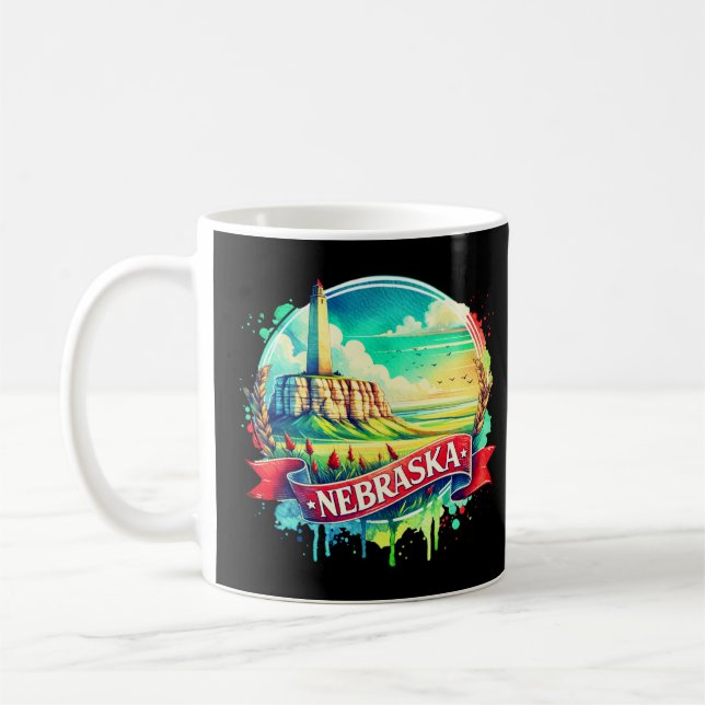 Vintage Nebraska Karta s - Retro us state Kaffemugg (Vänster)