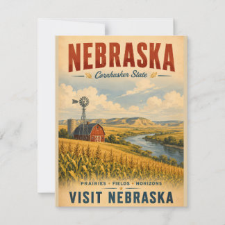 Vintage Nebraska-resemalj med gyllene prärien Anteckningskort