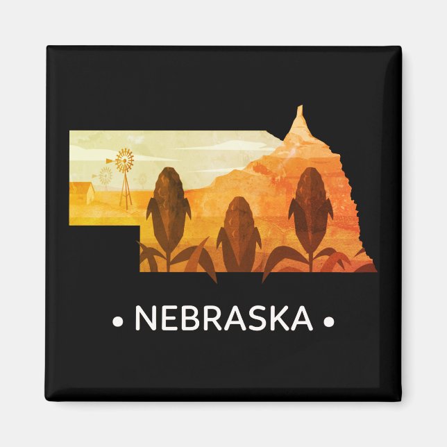 Vintage Nebraska State Magnet (Framsidan)